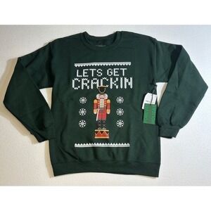 Samegang Ugly Christmas Sweatshirt Nutcracker Lets Get Crackin Green‎ Size XXL